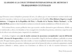 Personajes de la cultura denuncian represión en el Perú