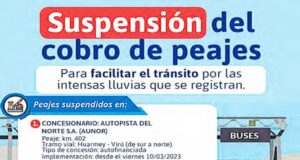 Ciclón Yaku: suspenden cobro de peajes en tres tramos del norte del país