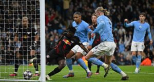 El “Androide” Haaland marcó cinco goles en triunfo del City 7-0 al Leipzig