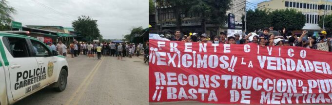 Paro Regional en Piura: Carreteras bloqueadas pobladores exigen atención de gobierno por torrenciales lluvias