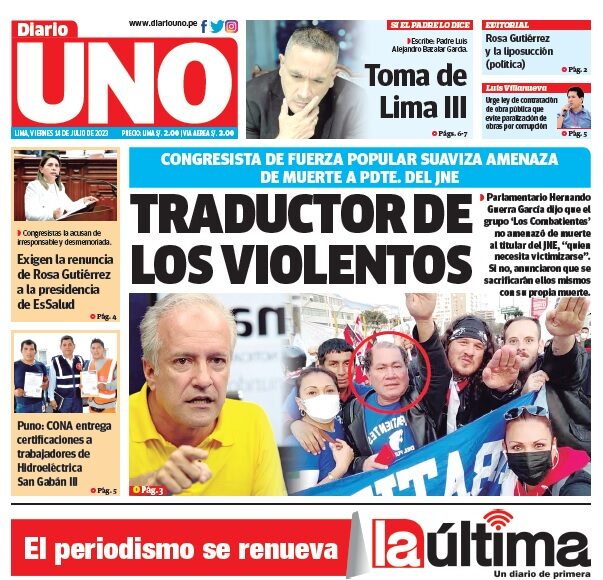 Portada viernes 14 de julio de 2023