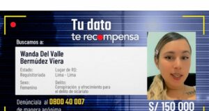 Ministerio del Interior ofrece S/ 150 mil por ubicación de Wanda del Valle, expareja de Maldito Cris
