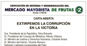 Carta Abierta de la Asociación de Defensa y Modernización del Mercado Mayorista de Frutas Nº2