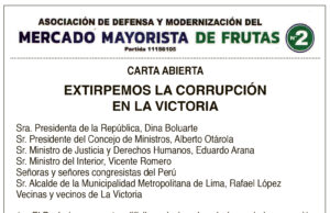 Carta Abierta de la Asociación de Defensa y Modernización del Mercado Mayorista de Frutas Nº2