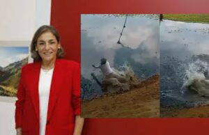 Madeleine Burns:Viceministra de Turismo cae a laguna al balancearse en soga en Oxapampa(VIDEO)