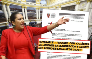 Digna Calle reitera pedido de priorizar y debatir el retiro de las 4 UIT de la AFP