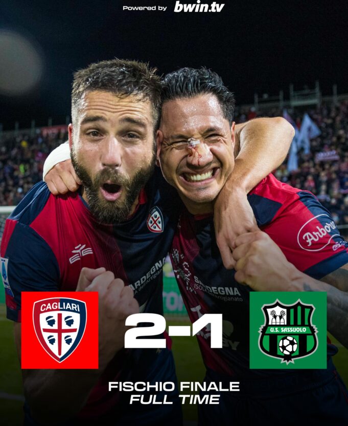 Lapadula anotó en triunfo del Cagliari ante Sassuolo 2-1