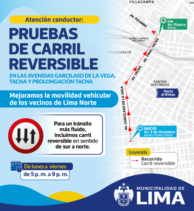 IMPLEMENTACIÓN DE CARRIL REVERSIBLE EN AVENIDAS GARCILASO DE LA VEGA, TACNA Y PROLONGACIÓN TACNA PARA OPTIMIZAR LA MOVILIDAD EN LIMA NORTE