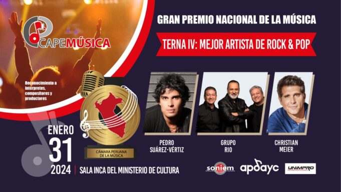 Pedro Suárez vertiz se disputa los premios Capemúsica