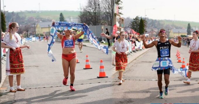 Atletas Evelyn Inga y César Rodríguez triunfaron en 20 km de marcha atlética en Eslovaquia