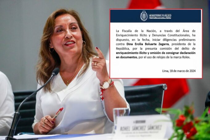 Fiscalía inicia investigación contra Dina Boluarte, acusada de enriquecimiento ilícito por sus Rolex