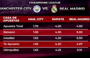 Manchester City VS Real Madrid: triunfo merengue en la prórroga paga 21 veces en las apuestas