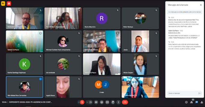 Poder Judicial: Autoridad Nacional de Control verificó aleatoriamente el uso de cámaras web en audiencias virtuales