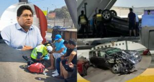 Alcalde de Puente Piedra estrella su camioneta contra caseta de peaje en Panamericana Norte