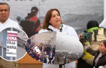 Dina Boluarte: caos durante actividad de presidenta en Villa María del Triunfo, vecinos denuncian llevó ‘portátil’