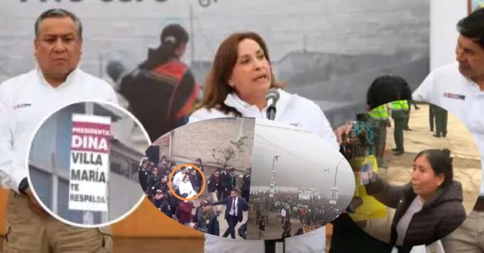 Dina Boluarte: caos durante actividad de presidenta en Villa María del Triunfo, vecinos denuncian llevó ‘portátil’