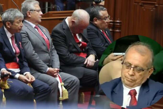 Canciller Javier González-Olaechea y Nicanor Boluarte se quedan dormidos en pleno discurso de Dina Boluarte por Fiestas Patrias
