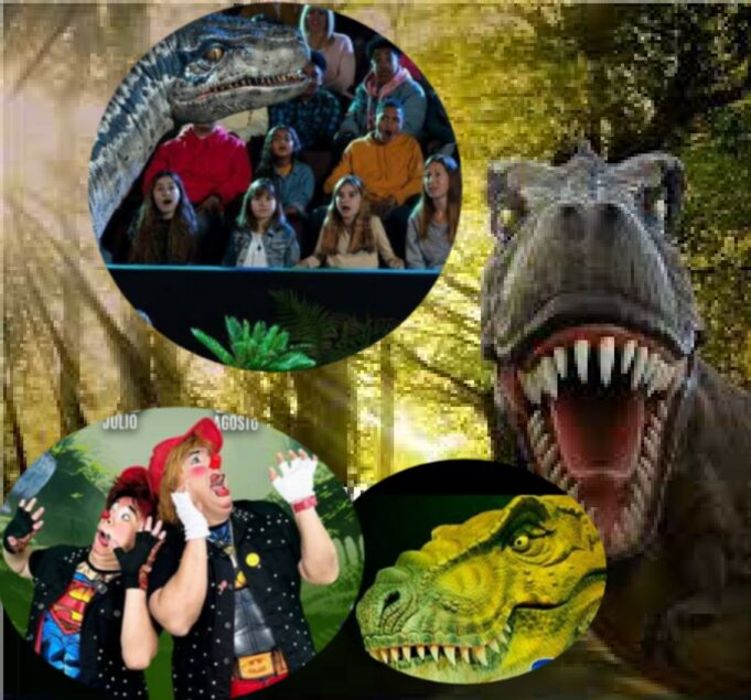 ¡Vive la magia del circo temático dinosaurios gigantes caminantes!