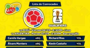 Colombia ya tiene a sus 26 convocados para partidos ante Perú y Argentina