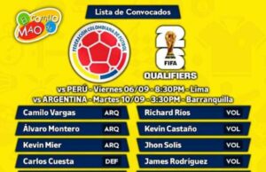 Colombia ya tiene a sus 26 convocados para partidos ante Perú y Argentina