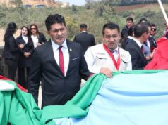 Chachapoyas celebra su 486° Aniversario con izamiento de bandera en el cerro Puma Urco