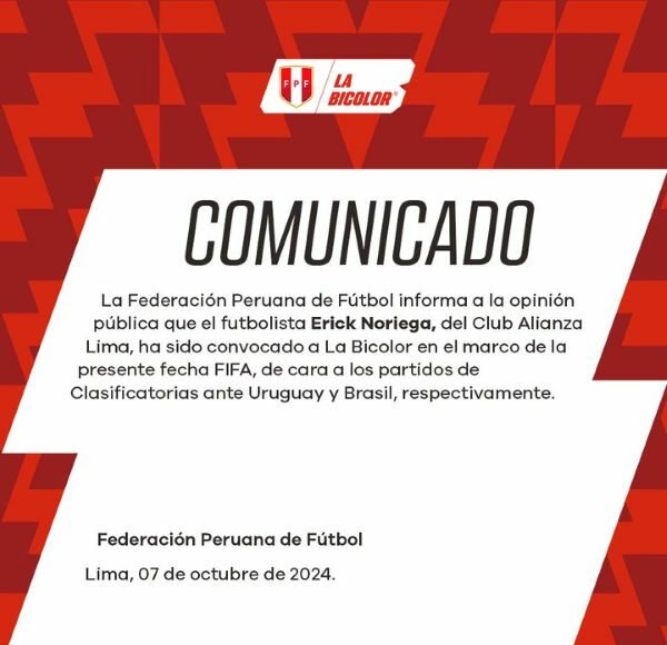Erick Noriega el último llamado de emergencia a la Selección Peruana
