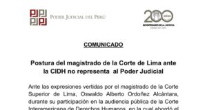 El Poder Judicial del Perú aclara postura de magistrado ante la CIDH