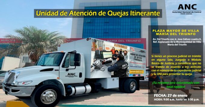 Poder Judicial: ANC llevará atención de quejas itinerante a usuarios judiciales vulnerables de Lima Sur
