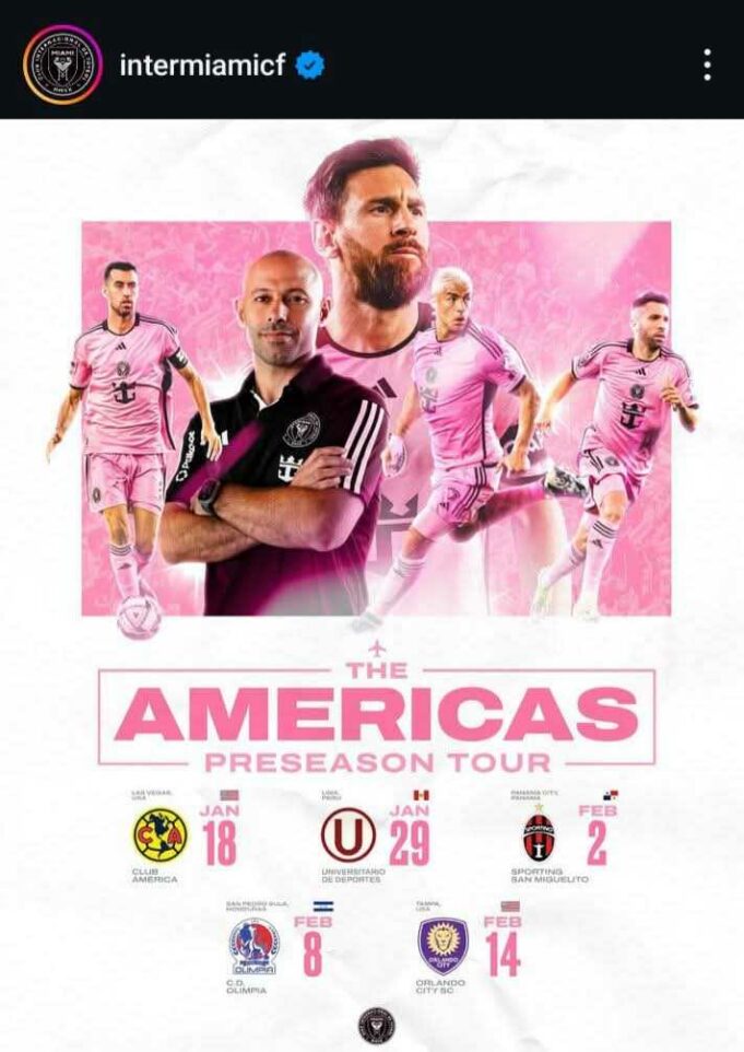 Se hizo oficial el partido amistoso entre Universitario e Inter Miami el miércoles 29 de enero
