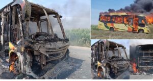 Extorsionadores asaltaron a los pasajeros de la empresa ‘El Dorado’ e incendiaron el bus en La Libertad