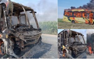 Extorsionadores asaltaron a los pasajeros de la empresa ‘El Dorado’ e incendiaron el bus en La Libertad