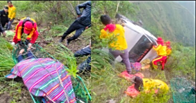 Huancavelica: Policía de Salvataje de Lima rescataron cuerpo de un vehículo que cayó a un abismo