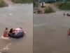 ¡De Horror! Mujer gestante y obstetra en llanta cruzan río Zaña en Chiclayo para dar a luz(VIDEO)