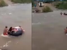 ¡De Horror! Mujer gestante y obstetra en llanta cruzan río Zaña en Chiclayo para dar a luz(VIDEO)