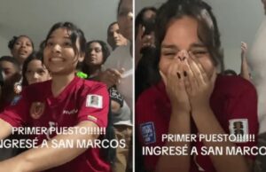 Joven venezolana estalla de emoción al enterarse que ocupó el primer puesto en examen de admisión de San Marcos
