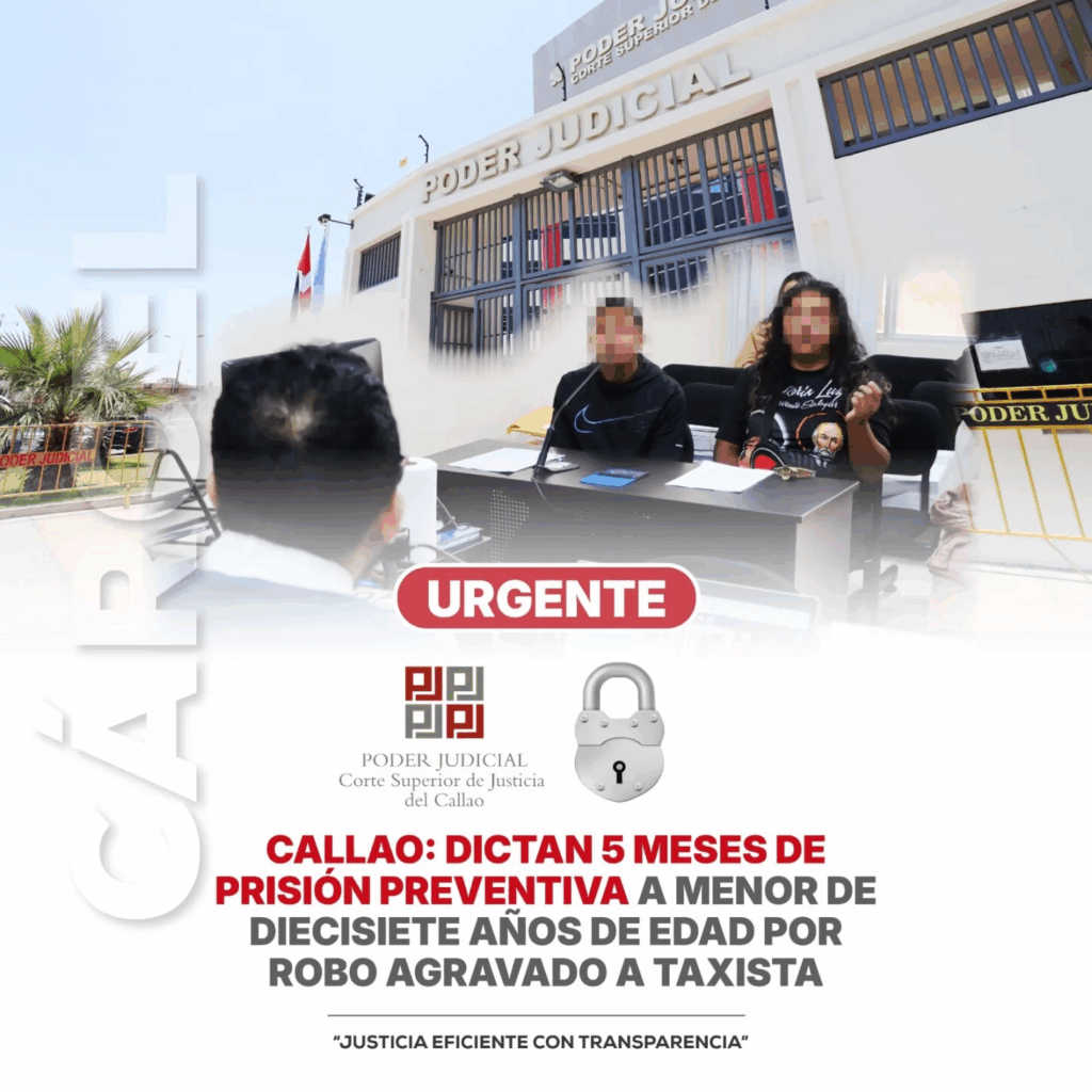 Adolescente irá a prisión bajo Ley 32330 por intento de robo a taxista