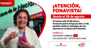FONAVI: Este jueves 28 de agosto se inicia la devolución de aportes a más de 73 mil fonavistas desde los 68 años de edad
