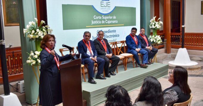 Cajamarca avanza hacia la modernización judicial: Elvia Barrios presidió la ceremonia de implementación del EJE y MPE