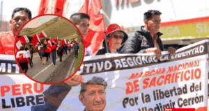 Perú Libre marcha a Lima para exigir el fin de la orden de prisión contra Vladimir Cerrón