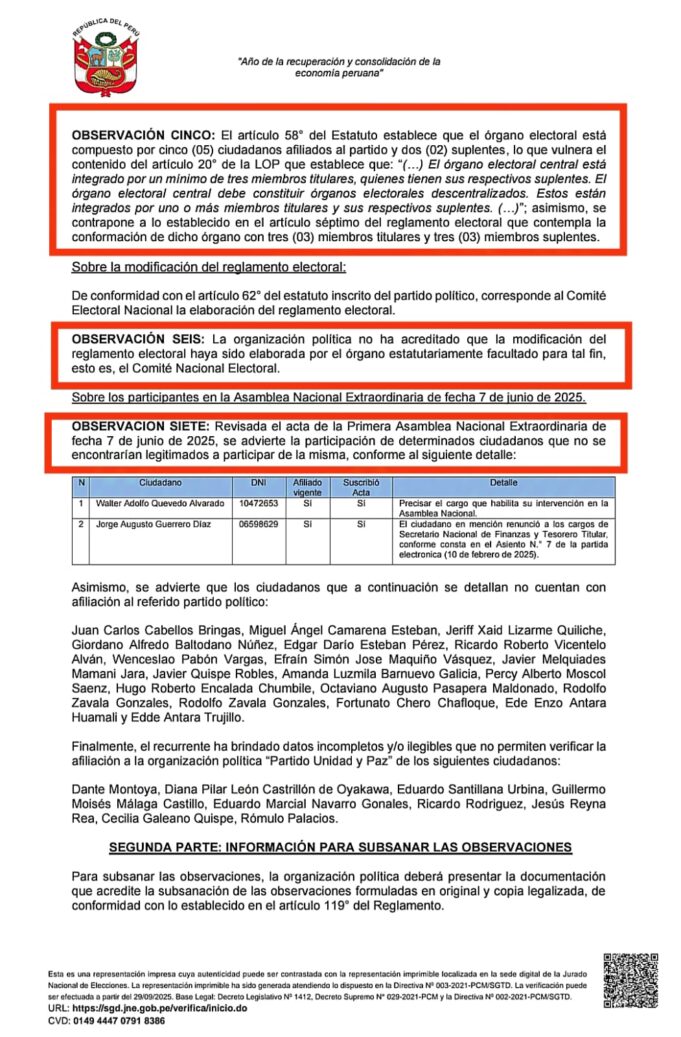 Presentarían tacha por candidatura de R. Chiabra