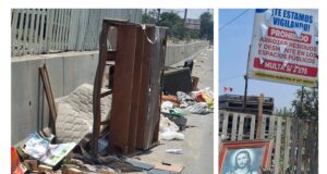 Usan puente peatonal como basurero