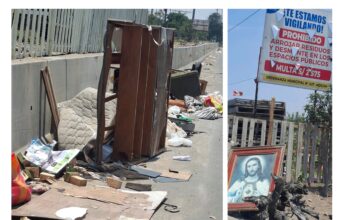 Usan puente peatonal como basurero