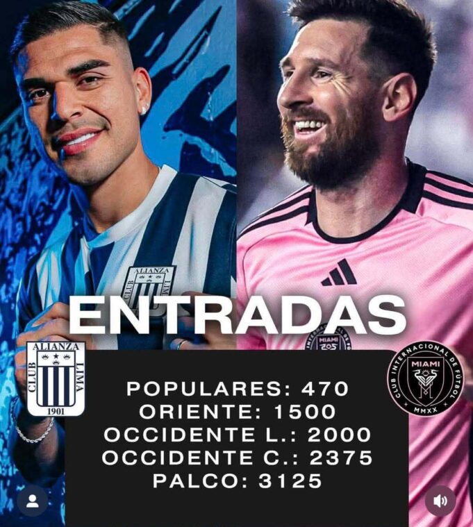 Este viernes comienza la venta de entradas para «La Noche Blanquiazul» donde Alianza enfrenta al Inter Miami