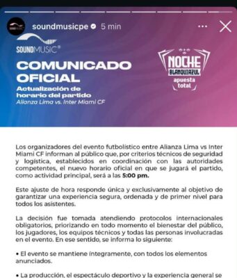 Partido entre Alianza Lima e Inter Miami cambió de horario: Será el sábado 24 a las 5:00 p.m. en Matute