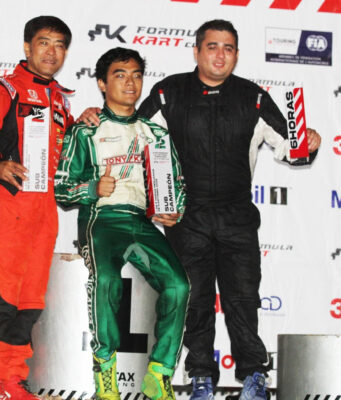 Franco Sánchez logró subir al podio de los triunfadores en las 6 Horas del Kartismo