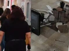 Se desprende parte del techo en Mall Plaza Bellavista por presunta filtración de agua en segundo nivel