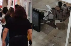 Se desprende parte del techo en Mall Plaza Bellavista por presunta filtración de agua en segundo nivel